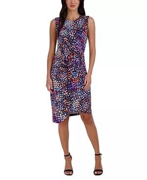 Donna Ricco Twist Waist Sheath Dress Size 14 Multicolor